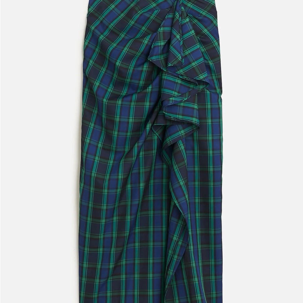 J. Crew Collection Blue and Green Patterned Skirt